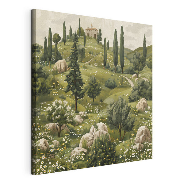 Paisaje con árboles y una casa en lo alto Cuadros Paisaje con árboles y una casa en lo alto