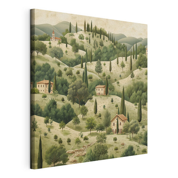 Cuadros Cuadro de un paisaje con casas y árboles