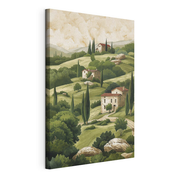 Cuadros Cuadro de un paisaje con casas y árboles