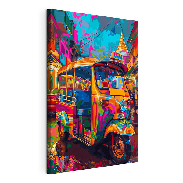 Cuadros Un tuk-tuk de colores en una calle