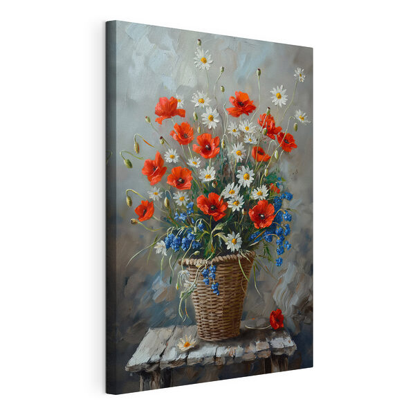 Cuadros Cuadro de flores en una cesta