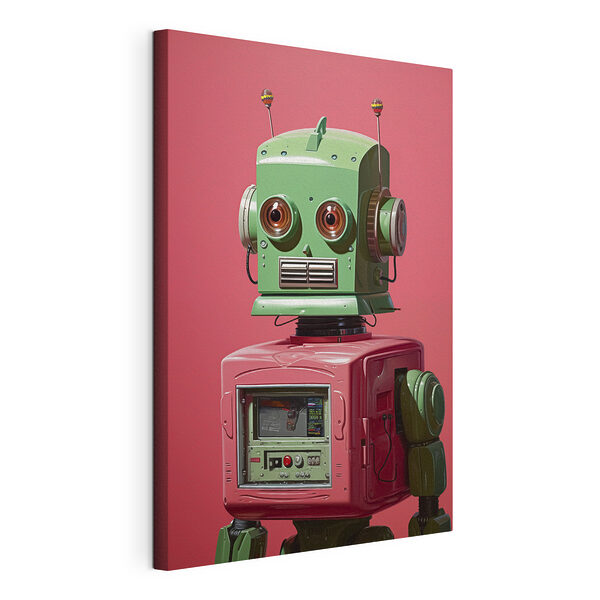 Robot verde y rosa con ojos grandes Cuadros Robot verde y rosa con ojos grandes