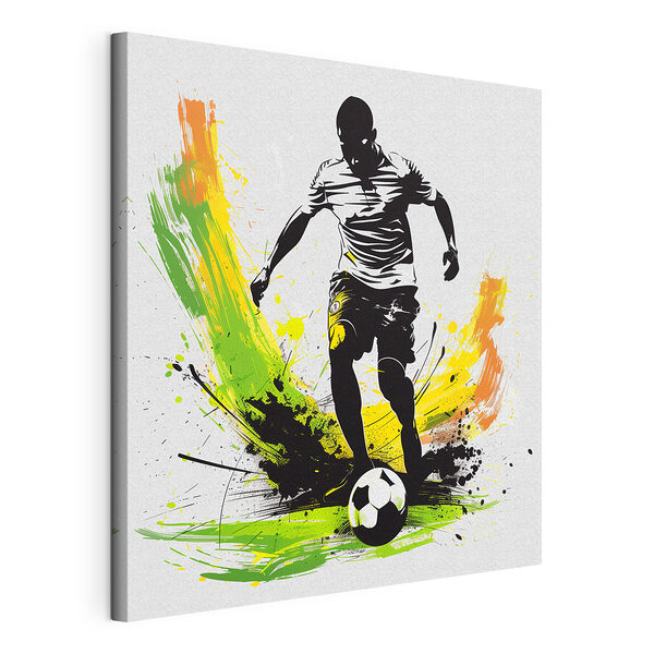 Un hombre dando una patada a un balón de fútbol Cuadros Un hombre dando una patada a un balón de fútbol