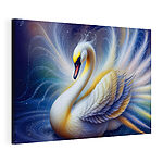 Cuadros Cisne blanco con plumas amarillas y azules