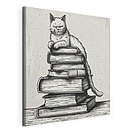 Cuadros Gato sentado sobre una pila de libros