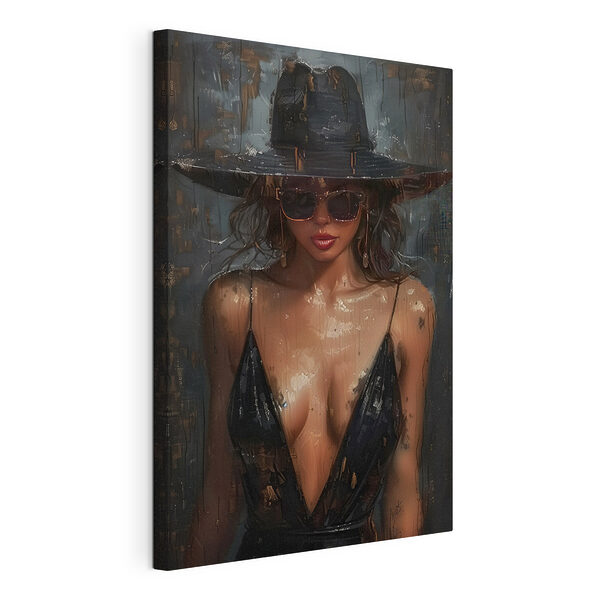 Cuadros Mujer con sombrero y gafas de sol