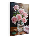 Cuadros Jarrón con rosas rosas