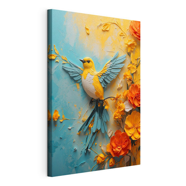 Cuadros Pájaro en una rama con flores