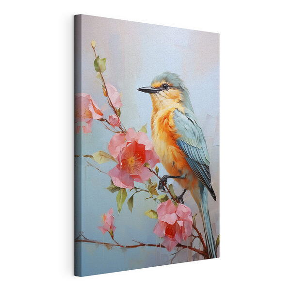 Cuadros Pájaro en una rama con flores