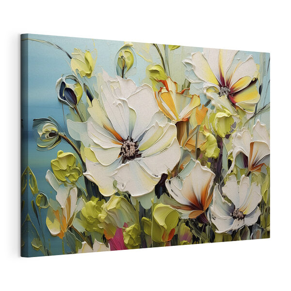 Cuadros Cuadro de flores sobre fondo azul