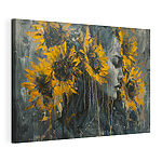 Cuadros Cuadro de una mujer con girasoles