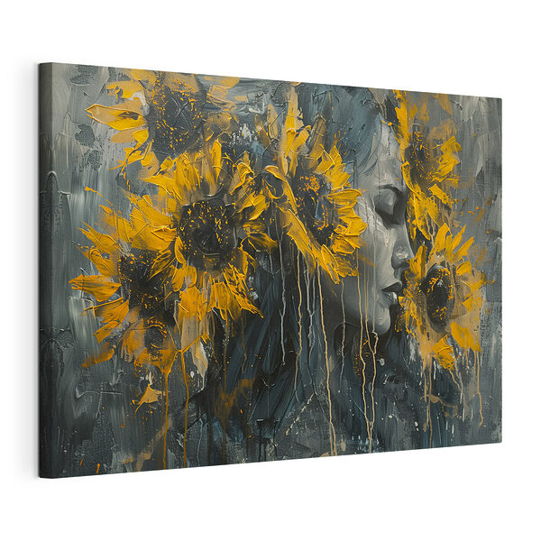 Cuadros Cuadro de una mujer con girasoles