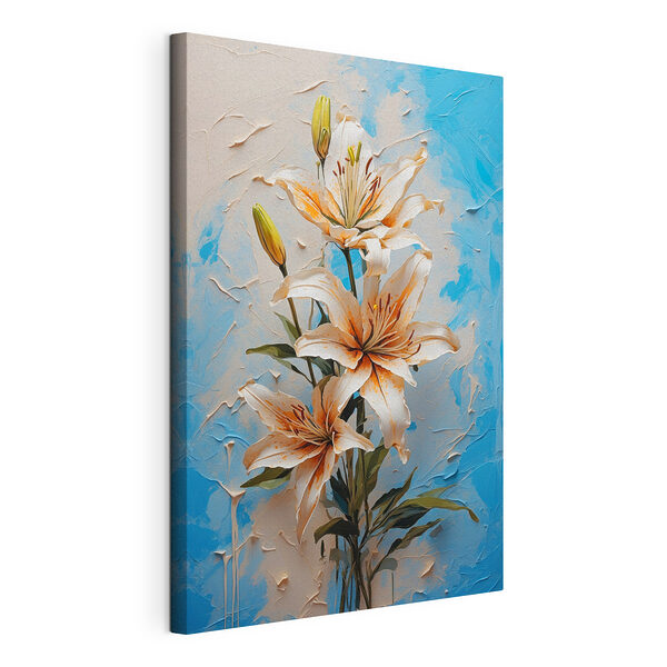 Cuadros Cuadro de flores sobre fondo azul