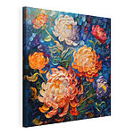 Cuadros Cuadro de flores sobre fondo azul