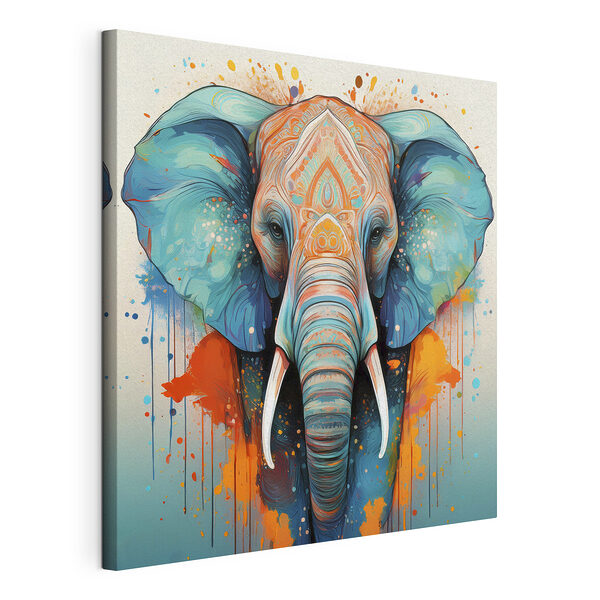 Un elefante con salpicaduras de pintura de colores Cuadros Un elefante con salpicaduras de pintura de colores