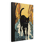 Cuadros Un gato negro caminando por la calle