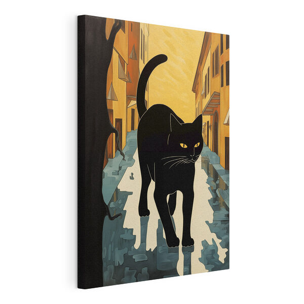 Cuadros Un gato negro caminando por la calle (SKU: s40758) Cuadros Cuadros Un gato negro caminando por la calle (SKU: s40758)