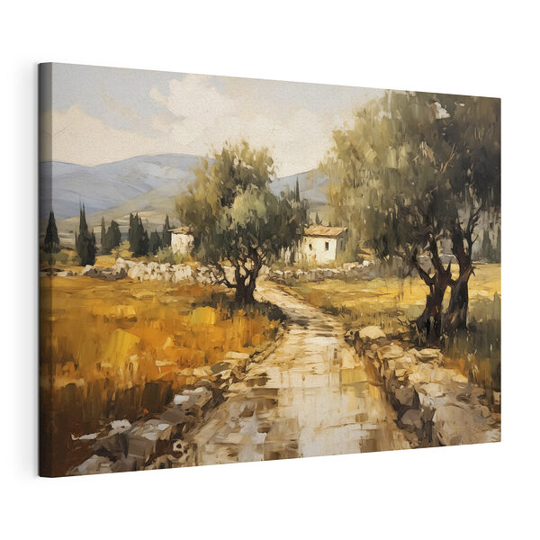 Cuadro en el que se ve una carretera con árboles y una casa al fondo Cuadros Cuadro en el que se ve una carretera con árboles y una casa al fondo
