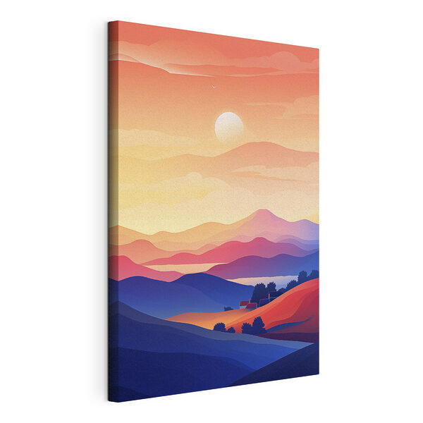 Cuadros Paisaje de montañas y una casa