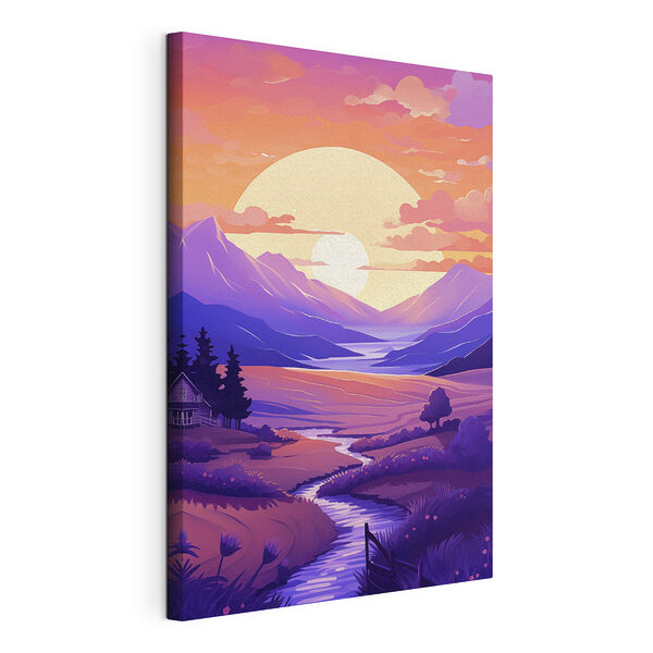 Cuadros Paisaje con un río y montañas