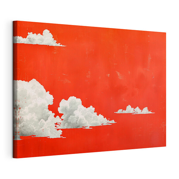Cuadros Nubes blancas sobre un fondo rojo