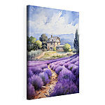 Cuadros Casa en un campo de lavanda