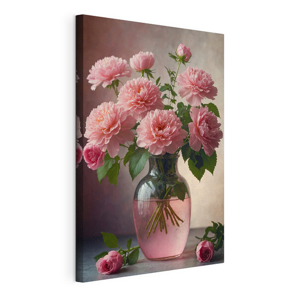 Cuadros Jarrón con flores rosas