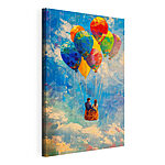 Cuadros Cuadro de una pareja en una cesta con globos de colores