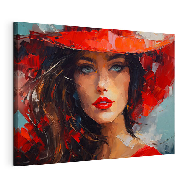 Cuadros Cuadro de una mujer con un sombrero rojo