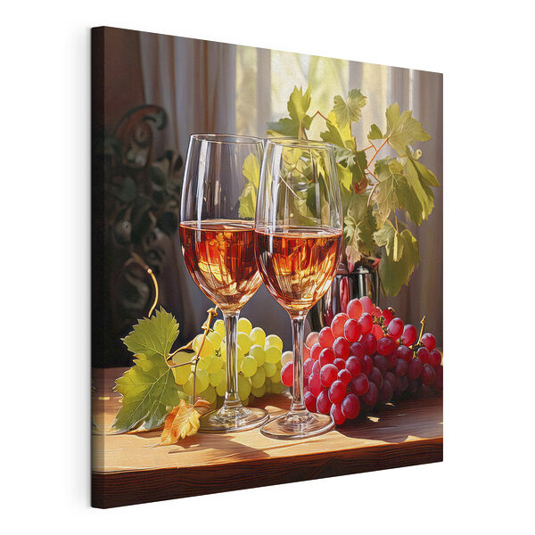 Dos copas de vino junto a unas uvas Cuadros Dos copas de vino junto a unas uvas