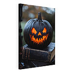 Cuadros Calabaza tallada sobre un libro