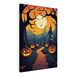 Cuadros Dibujo de un sendero con calabazas y árboles