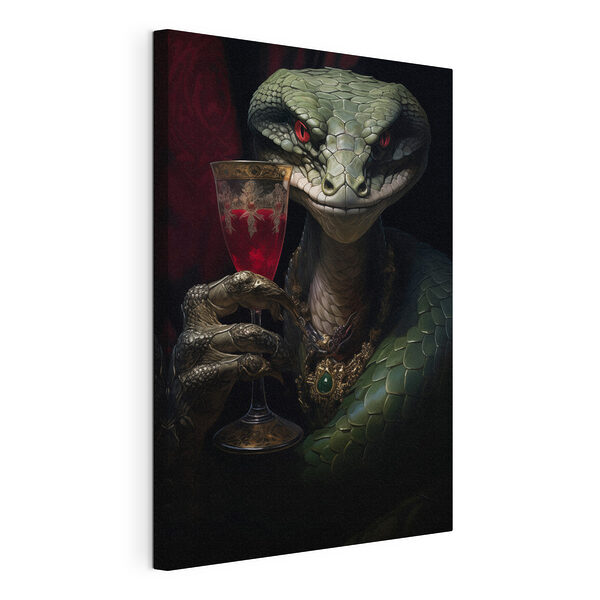 Lagarto con una copa de vino en la mano Cuadros Lagarto con una copa de vino en la mano