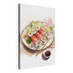 Cuadros Plato de sushi con salsa y flores