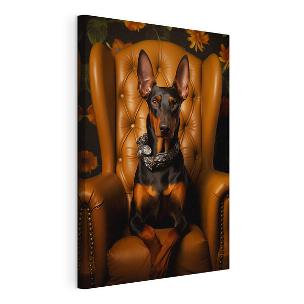 Perro sentado en una silla Cuadros Perro sentado en una silla