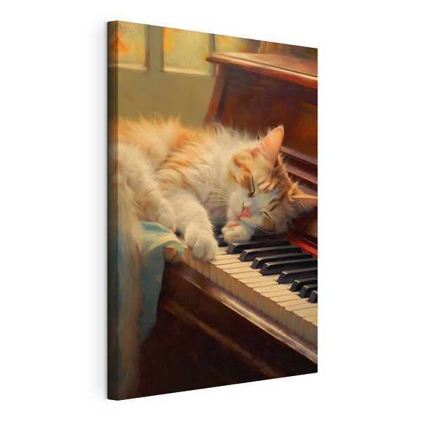 Cuadros Gato durmiendo sobre un piano