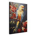 Cuadros Pájaro de colores posado en una rama con flores