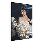 Cuadros Mujer con mariposas y flores