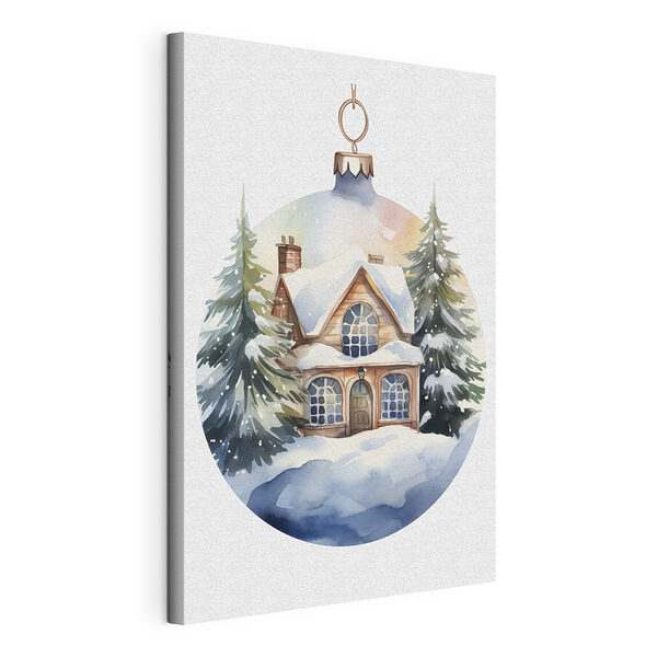 Pintura en acuarela de una casa en la nieve Cuadros Pintura en acuarela de una casa en la nieve