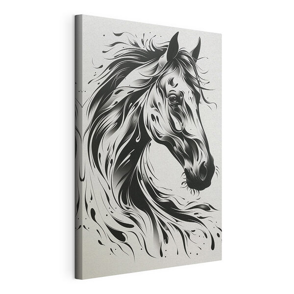 Dibujo en blanco y negro de un caballo Cuadros Dibujo en blanco y negro de un caballo