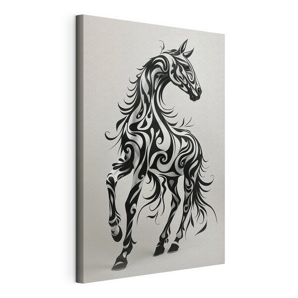 Caballo blanco y negro con remolinos Cuadros Caballo blanco y negro con remolinos
