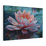 Cuadros Flor rosa con gotas de agua