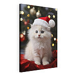Cuadros Gatito blanco con un gorro de Papá Noel