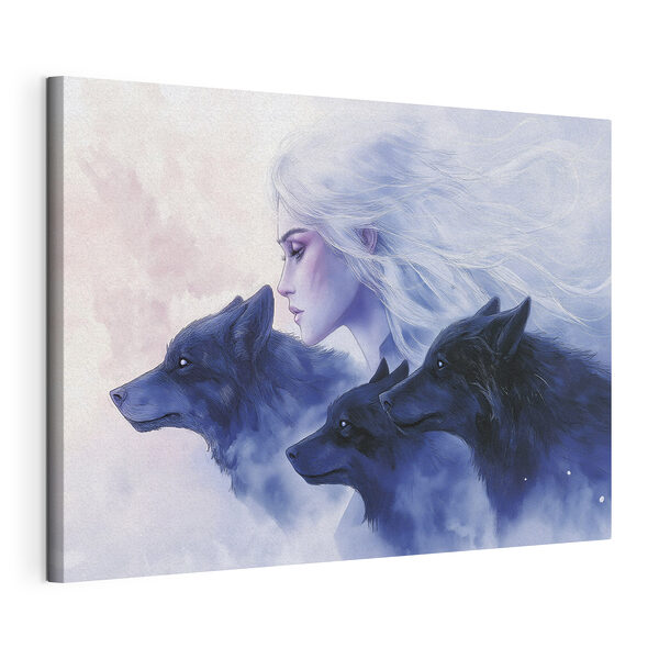 Cuadros Una mujer de pelo blanco y lobos (SKU: s41460) Cuadros Cuadros Una mujer de pelo blanco y lobos (SKU: s41460)
