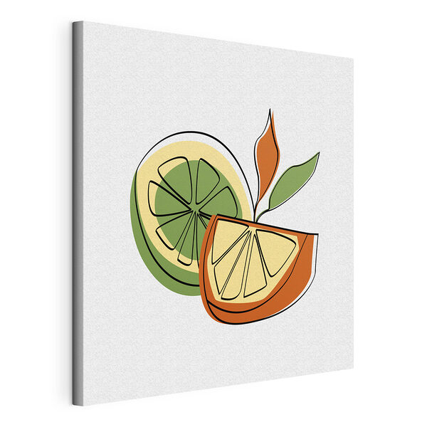 Cuadros Dibujo de un limón y una naranja