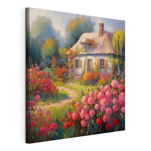 Cuadros Cuadro de una casa con flores