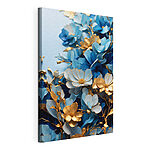 Cuadros Arreglo floral en tonos azul y dorado muy vivos