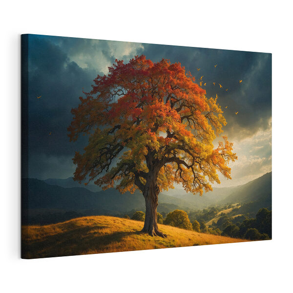Cuadros Árbol con hojas naranjas y amarillas en una colina (SKU: s41586) Cuadros Cuadros Árbol con hojas naranjas y amarillas en una colina (SKU: s41586)