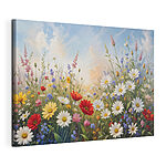 Cuadros Campo de flores con cielo azul y nubes