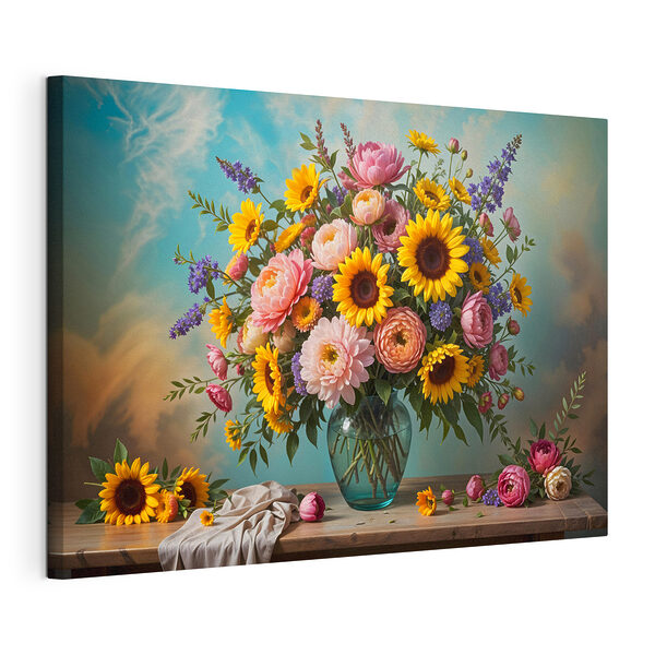 Jarrón con flores sobre una mesa Cuadros Jarrón con flores sobre una mesa